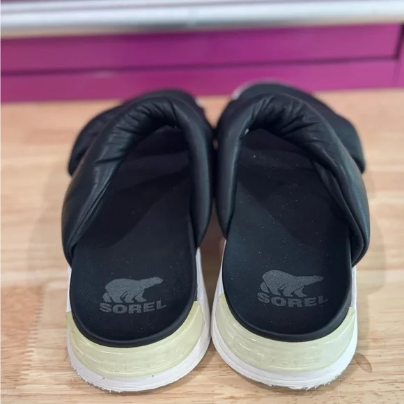 Sorel Black and White Sandals - Picture 2 of 6